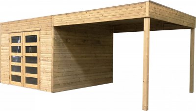 SOLID Abri de jardin 19 mm Salerno - Avec terrasse lat&eacute;rale