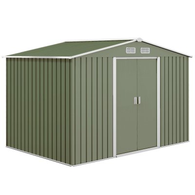 OUTSUNNY Abri de jardin cabanon rangement outils m&eacute;tal vert clair