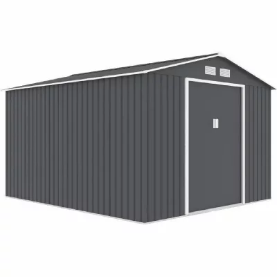 ARCHER Abri de jardin en acier 8,48 m&sup2; - Kit d'ancrage inclus - Gris anthracite