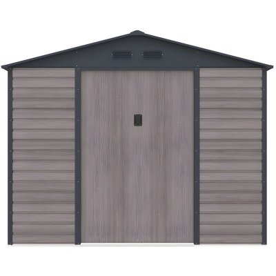 VENTE UNIQUE Abri de jardin en acier galvanis&eacute; effet bois ADELMO - gris - 5,40 m&sup2;