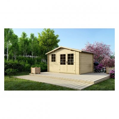  Abri de jardin en bois - 11,70m2 - 3,90x3m - Ep. 34mm - Couleur: naturel