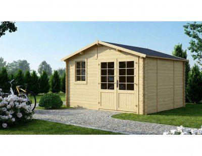 ALTANKA Abri de jardin en bois - 12m2 - 4x3m - ep. 28mm - couleur: naturel DOM710 