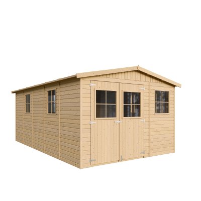 TIMBELA Abri de jardin en bois 15 m&sup2;  - Ep.17mm - avec plancher impr&eacute;gn&eacute; - M337+M337G