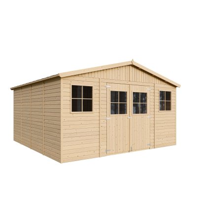 TIMBELA Abri de Jardin en Bois 16 m&sup2; - H246 x 418 x 420 cm -  M330 M330