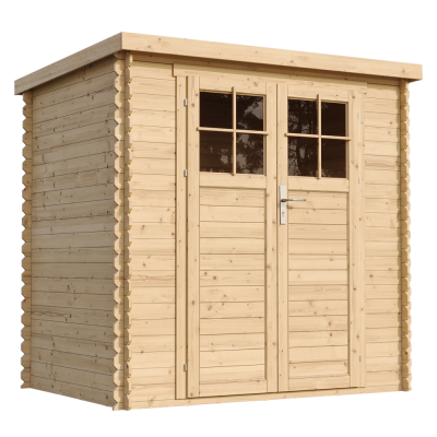 TIMBELA Abri de jardin en bois 2.22 m&sup2;  - Pin / &eacute;pic&eacute;a - 204x142 cm - M311F