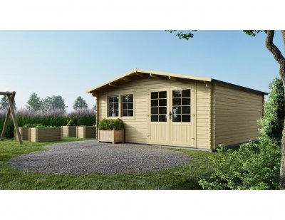 ALTANKA Abri de jardin en bois - 25m2 - 5x5m - ep. 34mm - couleur: naturel DOM722 