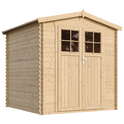 TIMBELA Abri de jardin en bois 3,53 m&sup2; -  M343F+M343G - maison de jardin en Pin / &eacute;pic&eacute;a- 188x188 cm