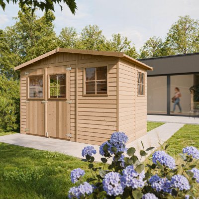 TIMBELA Abri de Jardin en Bois 6 m&sup2; - H226 x 324 x 216 cm -  M334