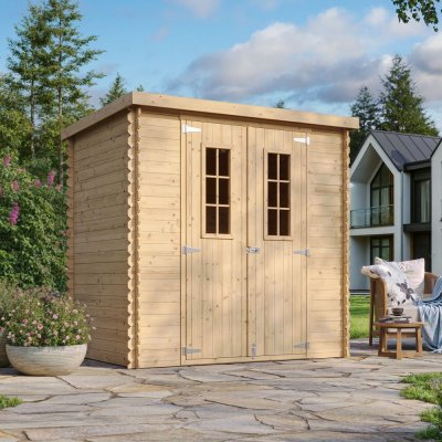 TIMBELA Abri de jardin en bois AVEC SOL TRAIT&Eacute; -  M311C+M311G - l204xL142xH200cm/2.22m2 