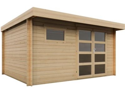 HABITAT ET JARDIN Abri de jardin en bois avec toit plat ""Oak"" - 13,1 m&sup2; - 28 mm - Beige