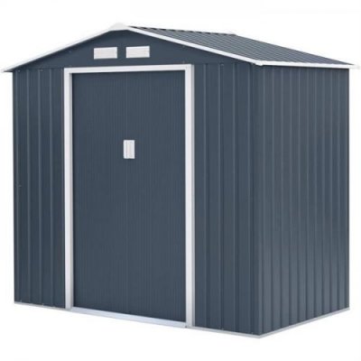 GENERIQUE Abri de jardin en m&eacute;tal 2 71 m&sup2; 213 127 195 cm Kit d ancrage inclus Gris