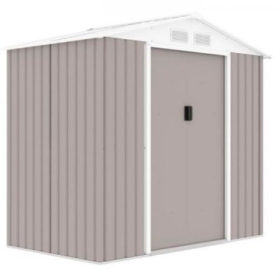 M24 Abri de jardin en m&eacute;tal 2 71 m&sup2; 213 127 195 cm Kit d ancrage inclus Taupe Gris