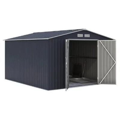 GENERIQUE Abri de jardin en metal 8,84m2 - 2 portes battantes - Gris anthracite