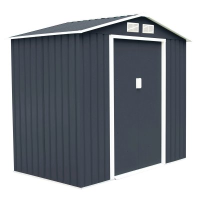 COSTWAY Abri de jardin en m&eacute;tal cabane &agrave; outils en t&ocirc;le galvanis&eacute;e 213 x 127 x 185 cm gris