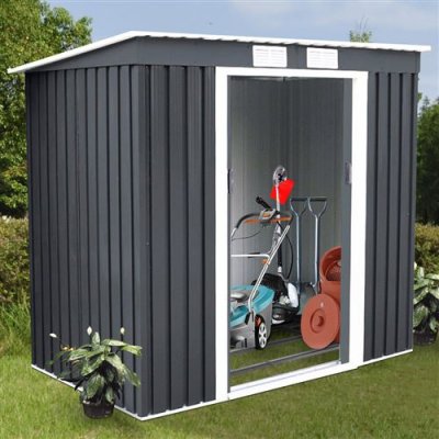 COSTWAY Abri de Jardin en M&eacute;tal -  - 213x130x173CM - Porte Coulissante - Fen&ecirc;tres de Ventilation