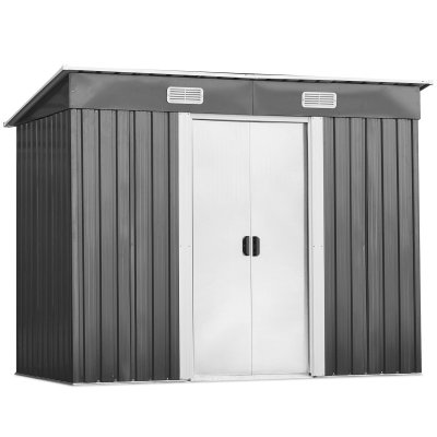 COSTWAY Abri de Jardin en M&eacute;tal -  - 238x131x181cm - 2 Portes Coulissantes - Fen&ecirc;tre A&eacute;r&eacute;Imperm&eacute;able