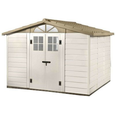 HABRITA Abri de jardin en r&eacute;sine 8,06 m2 beige/marron garofalo - evo 280 -
