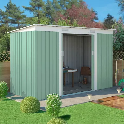 SOANA GARDEN SHED Abri de jardin en t&ocirc;le galvanis&eacute;e verte Porto Cervo Nature 261x181x176cm