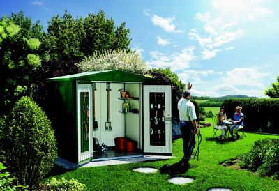BIOHORT Abri de jardin Europa en metal - Taille 4 L244xP228 cm - Vert fonce