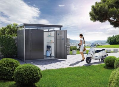 BIOHORT Abri de jardin HighLine H4 gris fonc&eacute; porte double