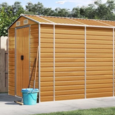 VIDAXL Abri de jardin marron clair 191x895x198 cm acier galvanis&eacute; 
