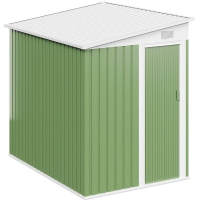 VENTE UNIQUE Abri de jardin m&eacute;tal adoss&eacute; en acier galvanis&eacute; vert sauge 3,15 m&sup2; - DAXTON