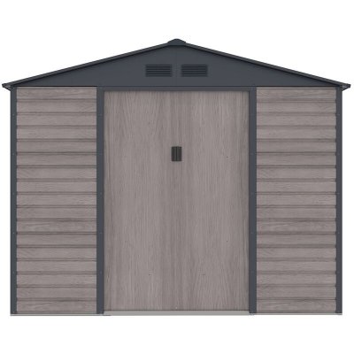 VENTE UNIQUE Abri de jardin m&eacute;tal en acier galvanis&eacute; effet bois gris 7,17 m&sup2; - ADELMO