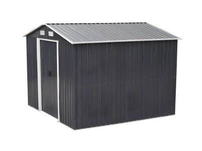 VENTE UNIQUE Abri de jardin m&eacute;tal en acier galvanis&eacute; gris 6,6 m&sup2; - MANSO