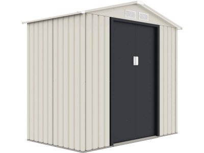 HABITAT ET JARDIN Abri de jardin m&eacute;tal ""Nebraska"" - 2.70 m&sup2; - Beige/gris anthracite