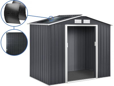 HABITAT ET JARDIN Abri de jardin m&eacute;tal - ""Vegas"" - 4.07 m&sup2; avec panneaux solaires