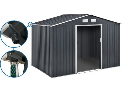 HABITAT ET JARDIN Abri de jardin m&eacute;tal - vegas - 7,06 m&sup2; avec goutti&egrave;re 