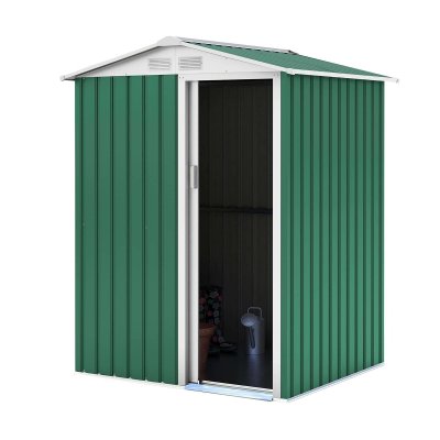 GARDIUN Abri de jardin m&eacute;tallique  milton 2 m&sup2; porte coulissante vert