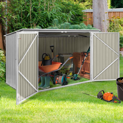 IDMARKET Abri de jardin multi-rangements en m&eacute;tal gris clair