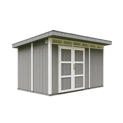 TIMBELA Abri de jardin qualit&eacute; premium 9m&sup2; l412xl279xh237 cm - gris fonc&eacute;