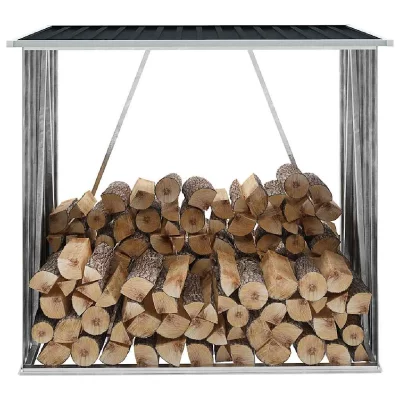 VIDAXL Abri de stockage &agrave; bois Acier galvanis&eacute; 163x83x154cm Anthracite