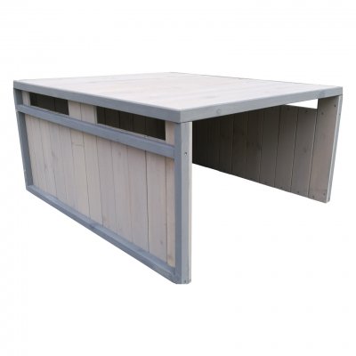 WILTEC Abri Robot Tondeuse -  - 800 x 700 x 380 mm - Bois massif - Toit plat - Gris