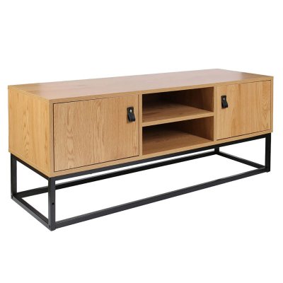ALTOBUY ABRIL - Meuble TV 2 Portes Aspect Bois et Pieds M&eacute;tal - 