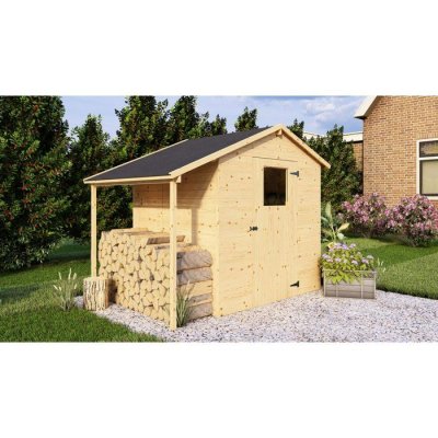 GENERIQUE Abris de jardin en pin brut AUCUNE ARB29849 auvent lat&eacute;ral 3,84 m&sup2; 12 mm