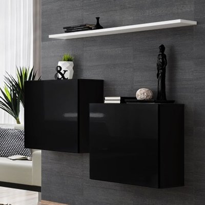 Ac-d&eacute;co - Commode murale avec &eacute;tag&egrave;re blanche - Switch sb i - Noir - Livraison gratuite - Noir