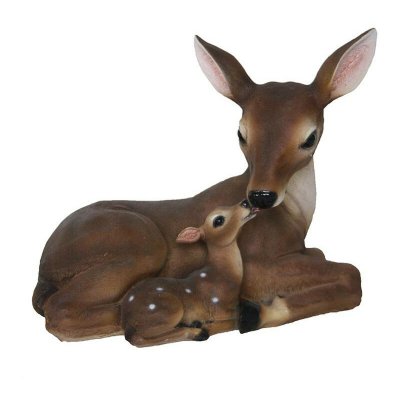 Ac-Deco Figurine d&eacute;corative - Biche avec faon - H 23 cm - Marron