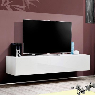 PARIS PRIX Ac-Deco Meuble TV Mural Design Fly I 160cm Blanc