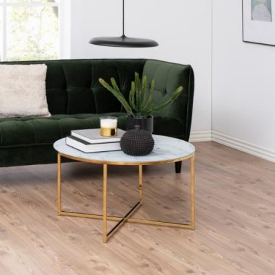 Ac design furniture table basse de salon antje table basse, verre, gold, 80 x 45 cm