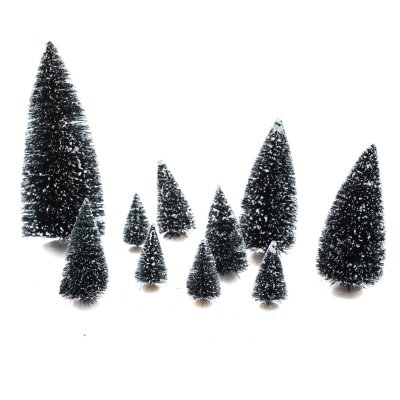 FEERIC LIGHTS AND CHRISTMAS Accessoires pour Village de No&euml;l Set 10 Sapins de No&euml;l miniatures