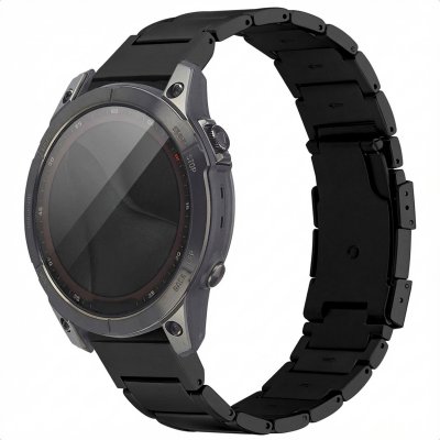 ACCEZZ  Bracelet en acier Titane mat Garmin Quickfit 22mm - Noir