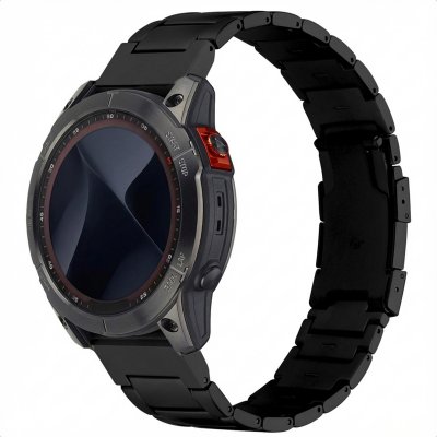 ACCEZZ  Bracelet en acier Titane mat Garmin Quickfit 26mm - Noir