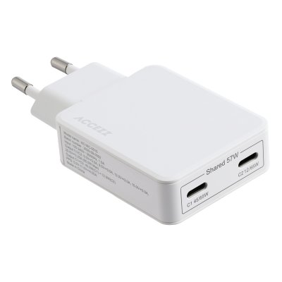 ACCEZZ  Chargeur GaN Ultra Slim - 2x USB-C - 65 W - Blanc - Neuf