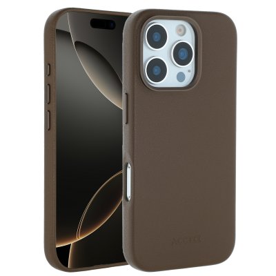 ACCEZZ  Coque arri&egrave;re en cuir avec MagSafe Apple iPhone 16 Pro - Marron caf&eacute;