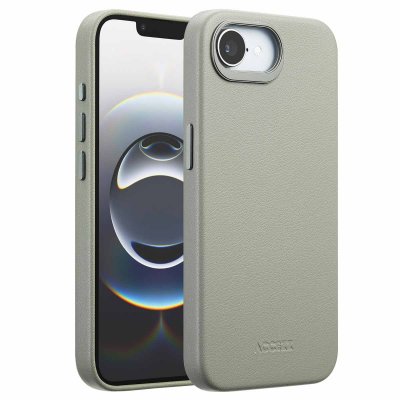 ACCEZZ  Coque arri&egrave;re en cuir avec MagSafe Apple iPhone 16e - Light Grey