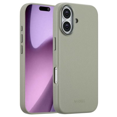 ACCEZZ  Coque arri&egrave;re en cuir avec MagSafe Apple iPhone 17 - Light Grey