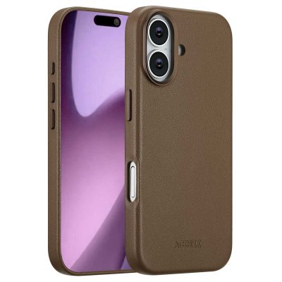 ACCEZZ  Coque arri&egrave;re en cuir avec MagSafe Apple iPhone 17 - Marron caf&eacute;